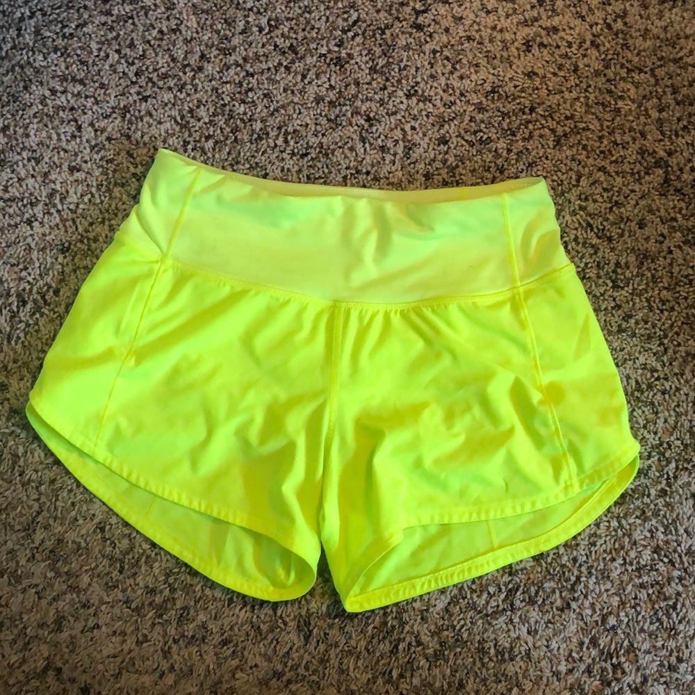 neon yellow lululemon shorts